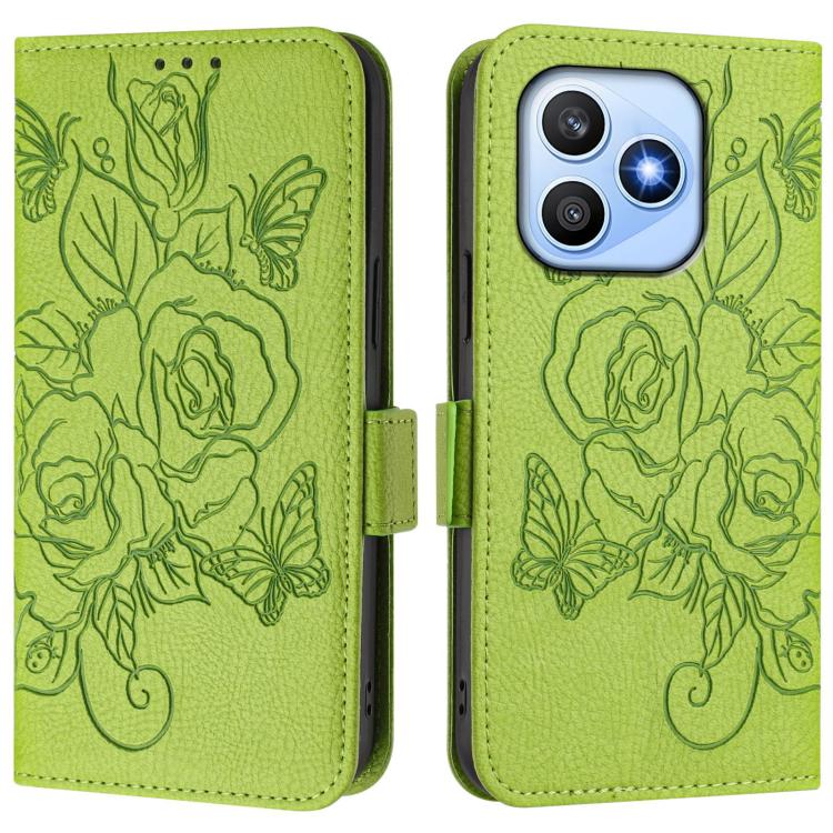 For Honor X8d 4G Embossed Rose RFID Anti-theft Leather Phone Case