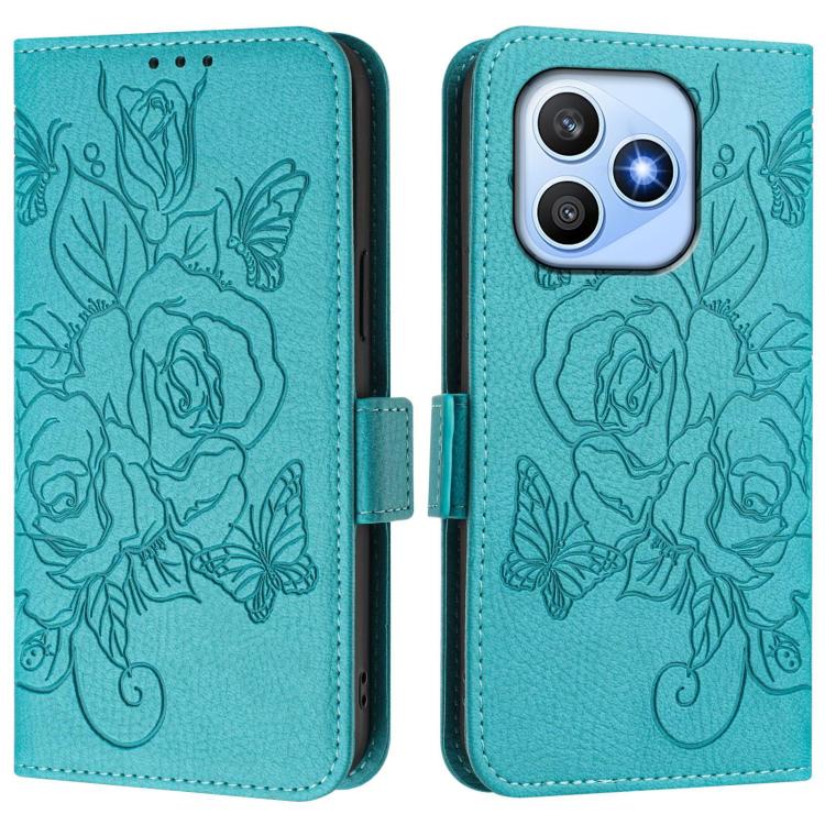 For Honor X8d 4G Embossed Rose RFID Anti-theft Leather Phone Case