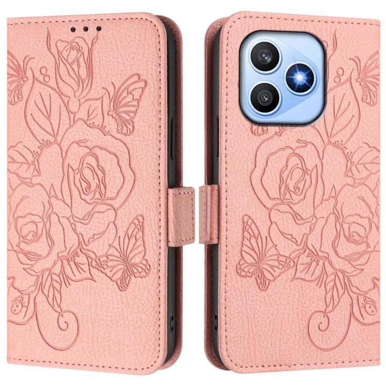 For Honor X8d 4G Embossed Rose RFID Anti-theft Leather Phone Case