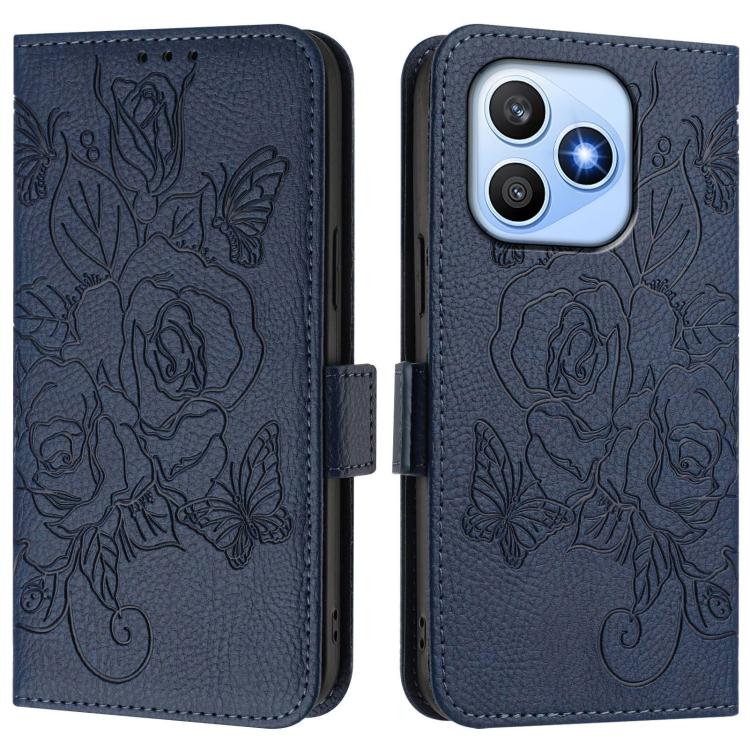 For Honor X8d 4G Embossed Rose RFID Anti-theft Leather Phone Case