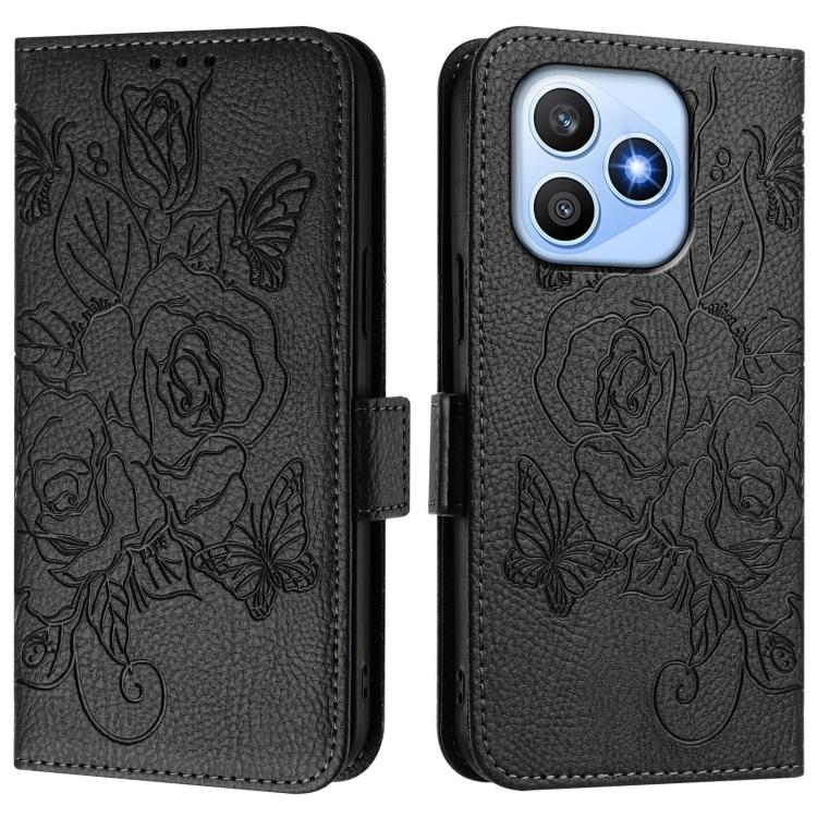 For Honor X8d 4G Embossed Rose RFID Anti-theft Leather Phone Case