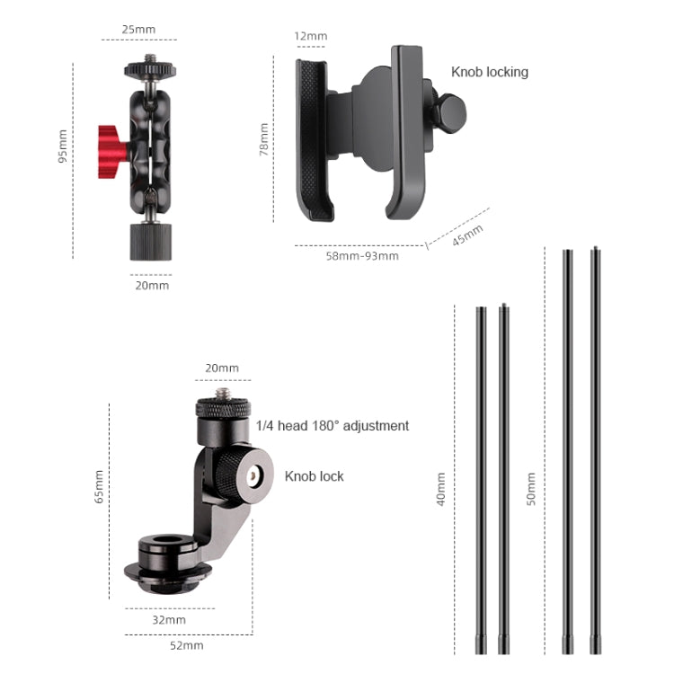 Bicycle Handlebar Holder Pea Clip Adapter 50cm Rod Set