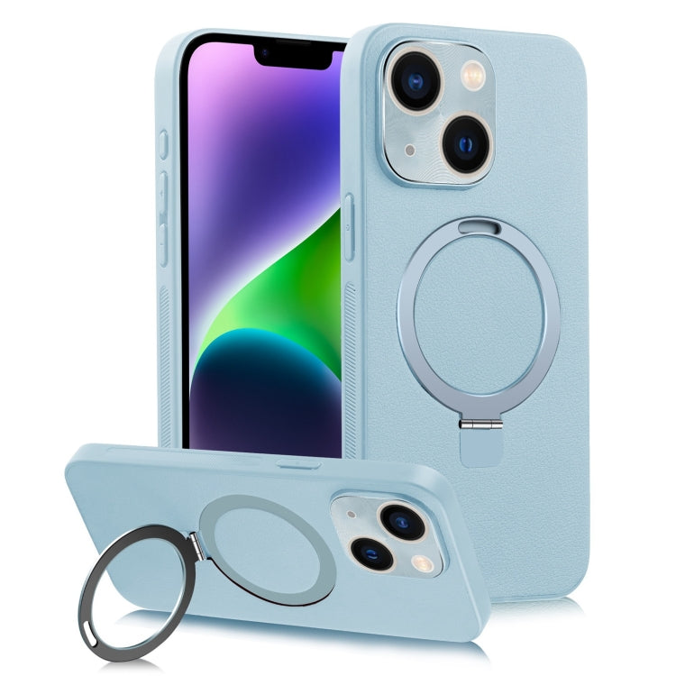 For iPhone 14 MagSafe Rotation Holder PC + Leather Phone Case