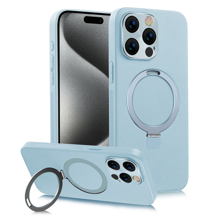 For iPhone 15 Pro Max MagSafe Rotation Holder PC + Leather Phone Case