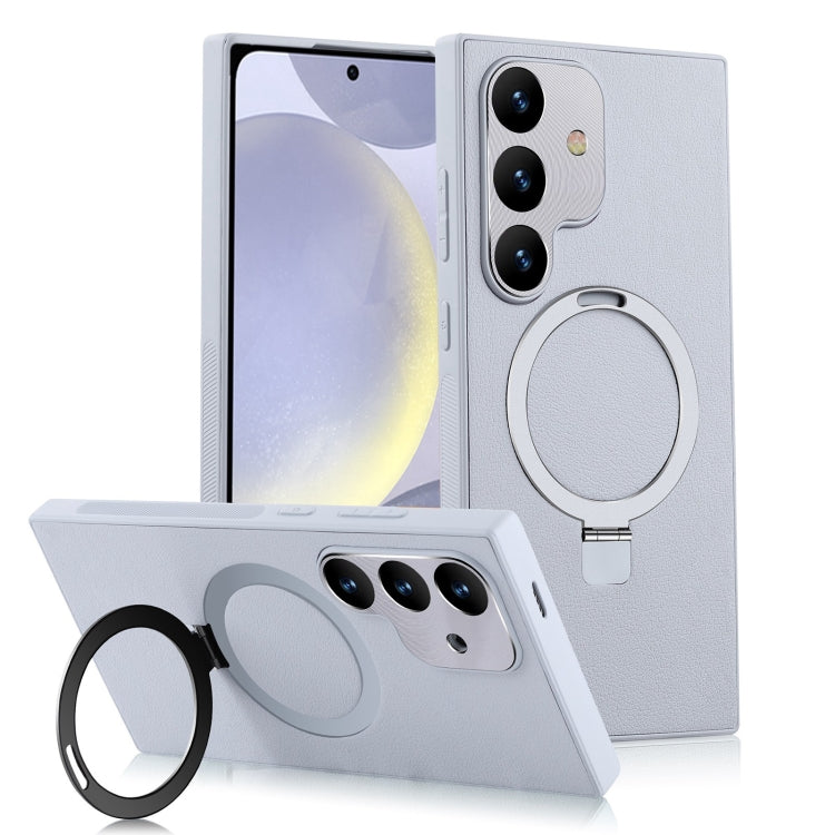 For Samsung Galaxy S24+ 5G MagSafe Rotation Holder PC + Leather Phone Case