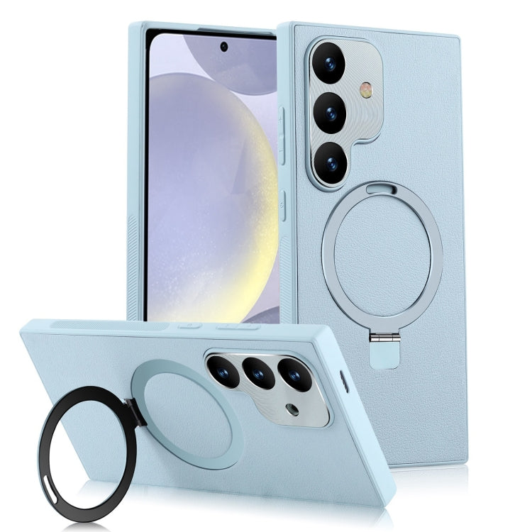 For Samsung Galaxy S24+ 5G MagSafe Rotation Holder PC + Leather Phone Case
