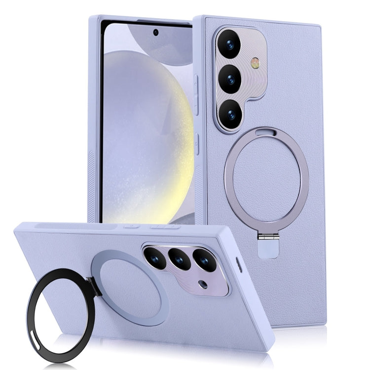 For Samsung Galaxy S24+ 5G MagSafe Rotation Holder PC + Leather Phone Case
