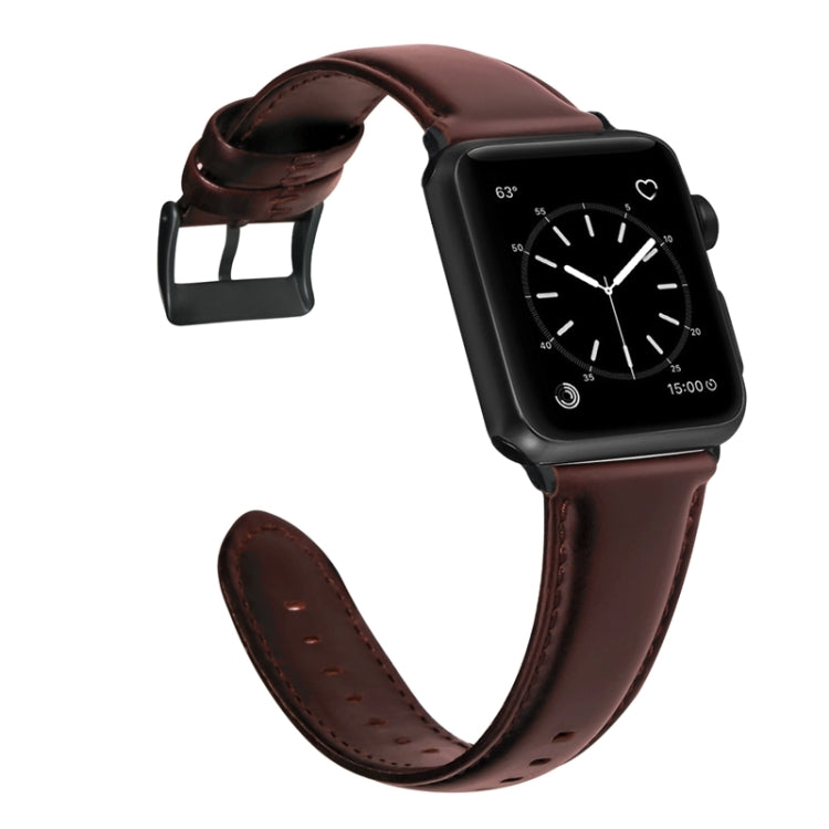 For Apple Watch SE 2023 40mm Oil Wax Genuine Leather Watch Band