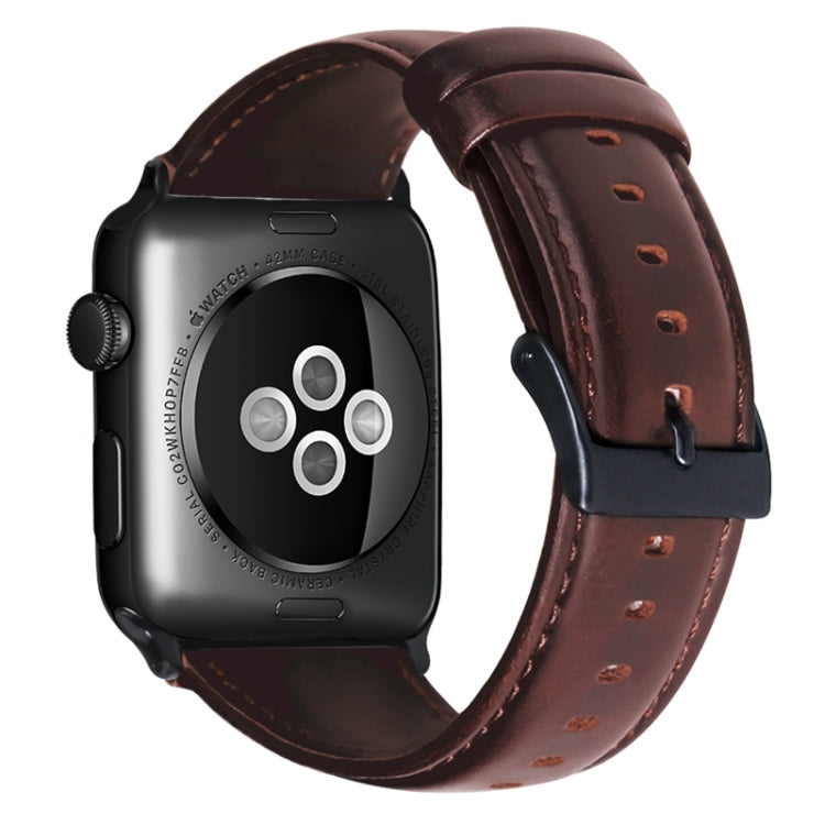 For Apple Watch Series 9 41mm Oil Wax Genuine Leather Watch Band