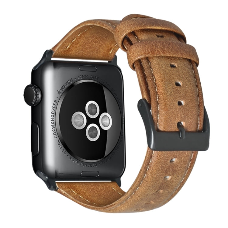 For Apple Watch Series 8 45mm Oil Wax Genuine Leather Watch Band