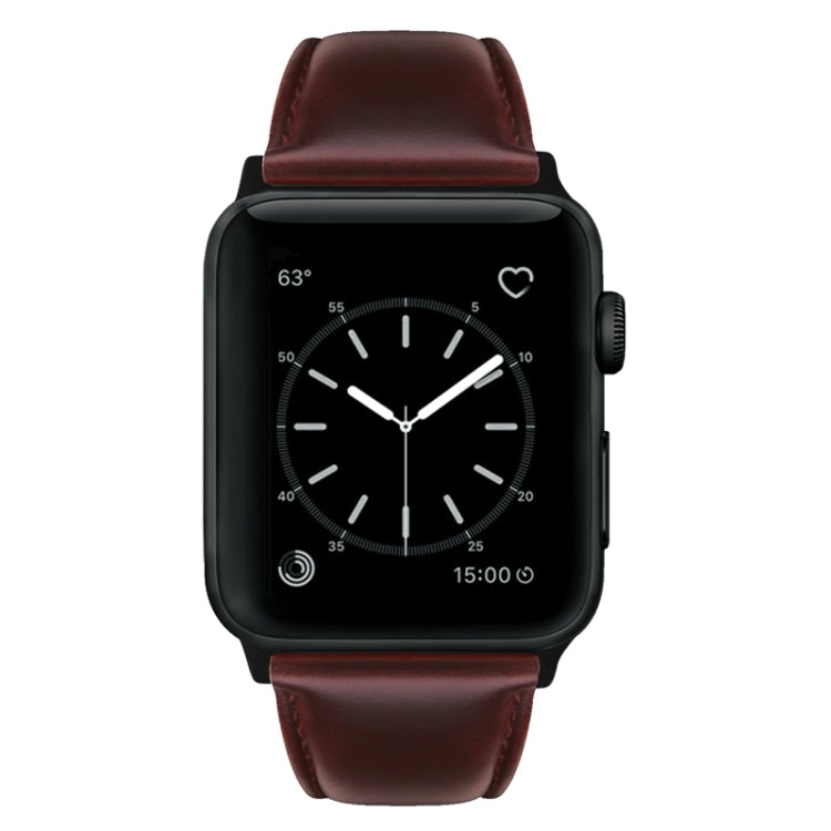 For Apple Watch Series 7 41mm Oil Wax Genuine Leather Watch Band