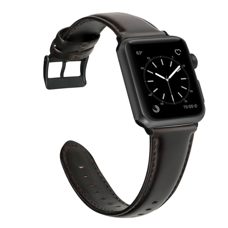 For Apple Watch SE 40mm Oil Wax Genuine Leather Watch Band