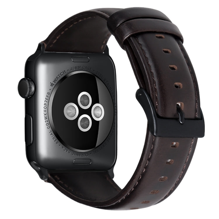 For Apple Watch SE 44mm Oil Wax Genuine Leather Watch Band