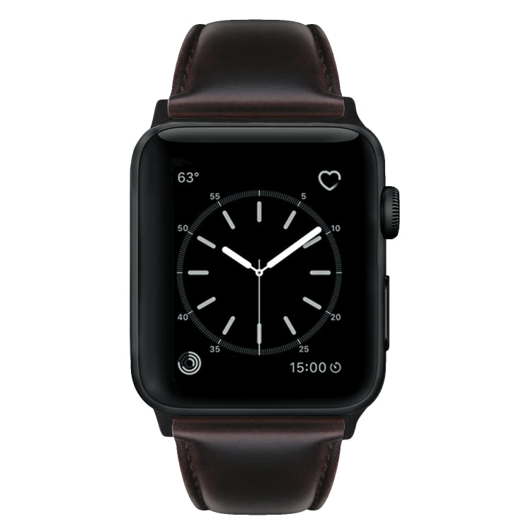 For Apple Watch SE 44mm Oil Wax Genuine Leather Watch Band