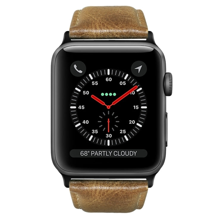 For Apple Watch Series 4 40mm Oil Wax Genuine Leather Watch Band