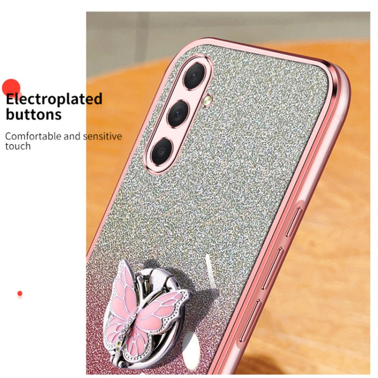 For Samsung Galaxy M54 Plated Gradient Glitter Butterfly Holder TPU Phone Case