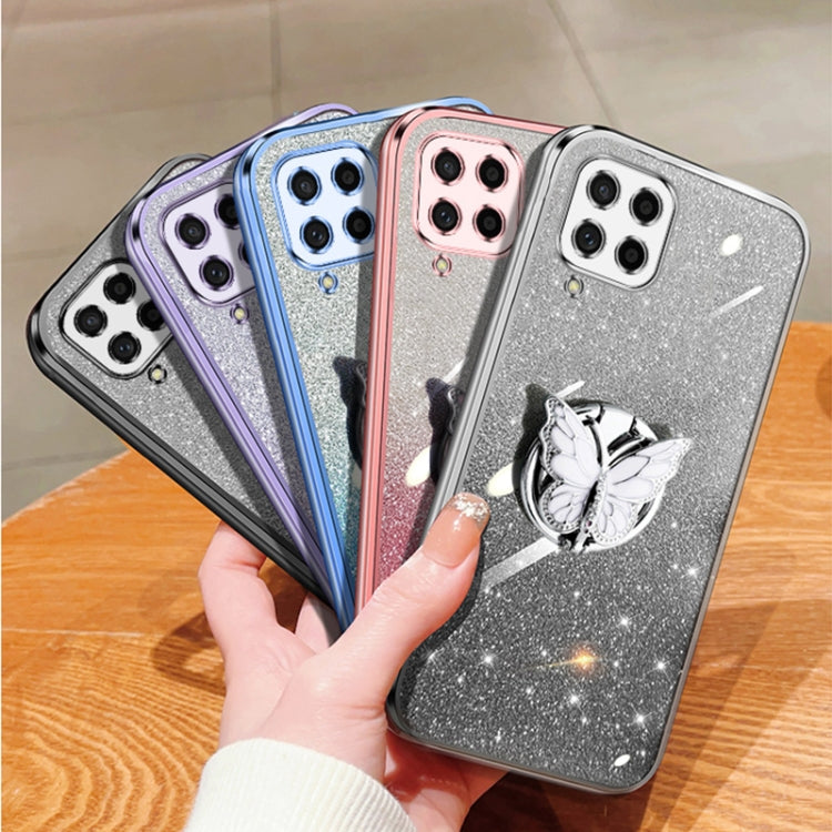 For Samsung Galaxy M53 5G Plated Gradient Glitter Butterfly Holder TPU Phone Case