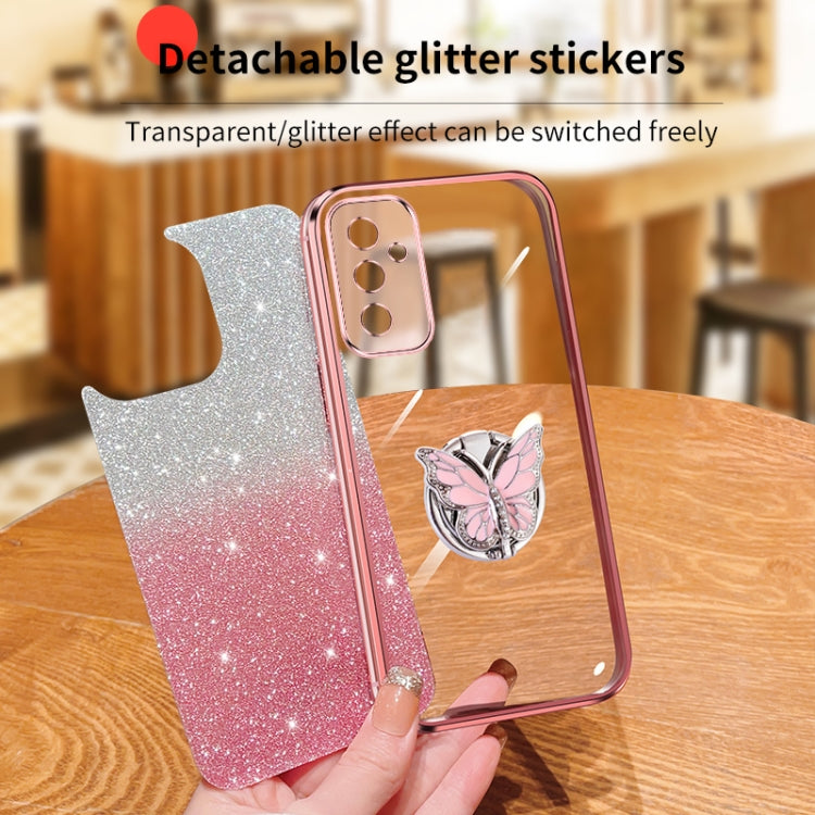 For Samsung Galaxy M23 5G Plated Gradient Glitter Butterfly Holder TPU Phone Case