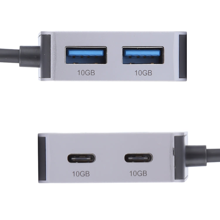 BYL-2320A 4 in 2 USB + USB-C / Type-C to USB + USB-C / Type-C 4 Port HUB Adapter - Grey