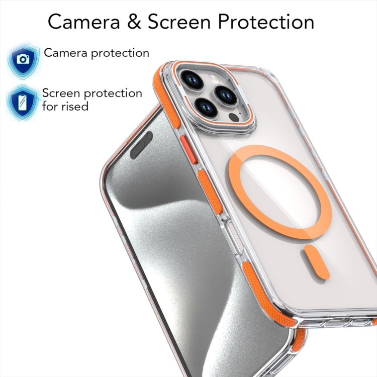 For iPhone 12 Pro Max Dual-Color Clear Acrylic Hybrid TPU Lens Flip Holder MagSafe Phone Case