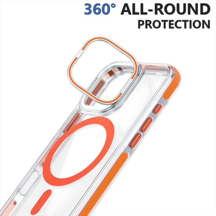 For iPhone 14 Pro Max Dual-Color Clear Acrylic Hybrid TPU Lens Flip Holder MagSafe Phone Case
