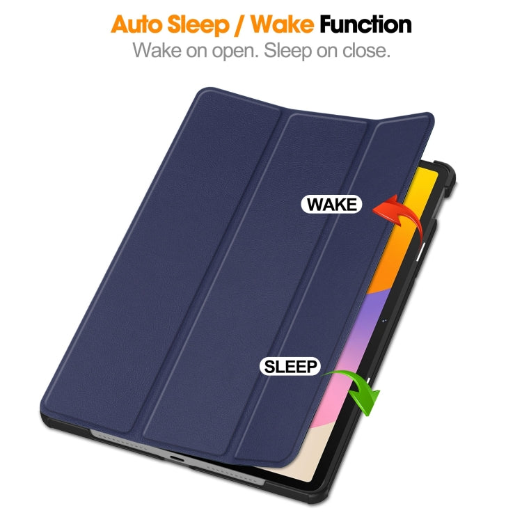 For Huawei Matepad SE 11 Custer Pure Color 3-Fold Holder Smart Leather Tablet Case