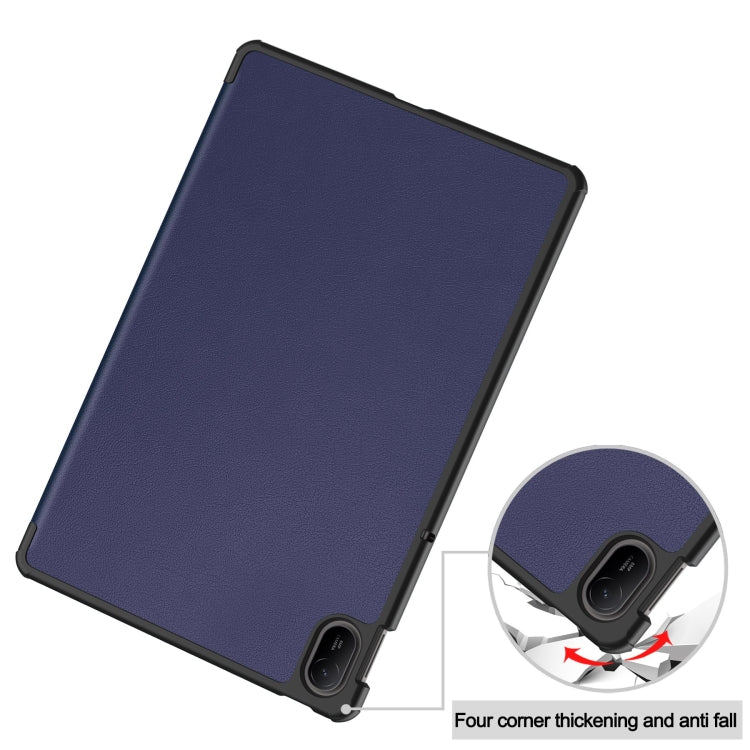 For Huawei Matepad SE 11 Custer Pure Color 3-Fold Holder Smart Leather Tablet Case