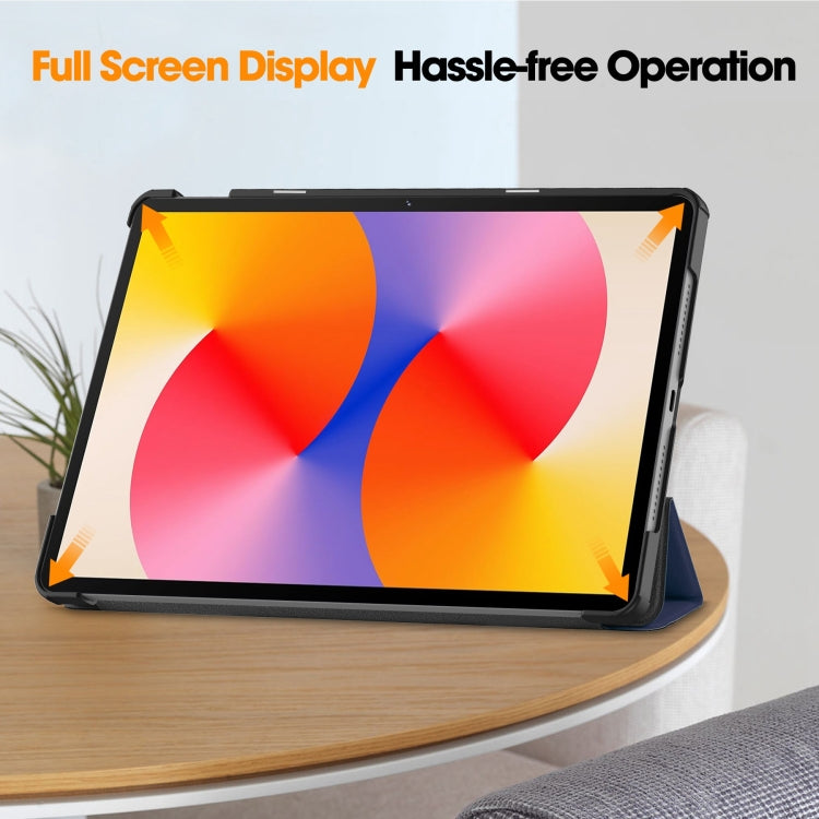 For Huawei Matepad SE 11 Custer Pure Color 3-Fold Holder Smart Leather Tablet Case