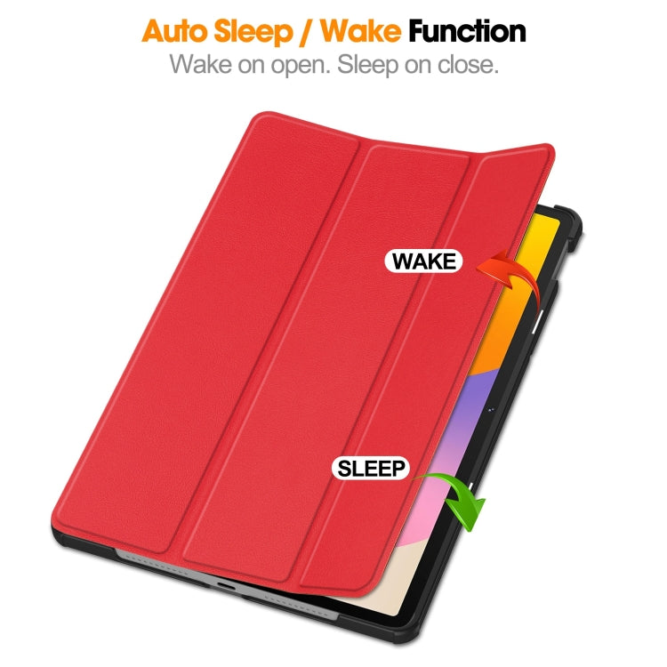 For Huawei Matepad SE 11 Custer Pure Color 3-Fold Holder Smart Leather Tablet Case