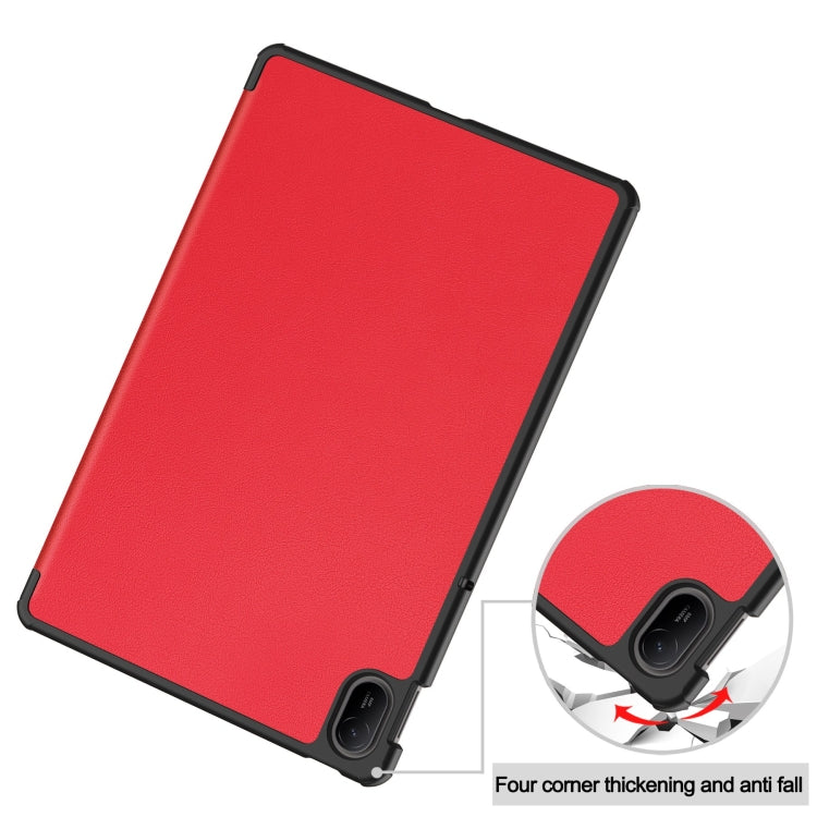 For Huawei Matepad SE 11 Custer Pure Color 3-Fold Holder Smart Leather Tablet Case
