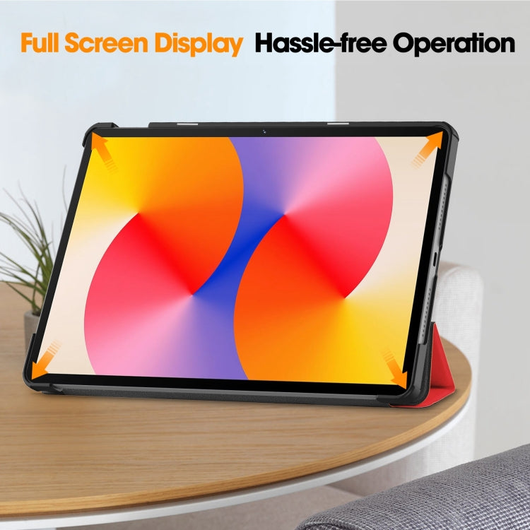 For Huawei Matepad SE 11 Custer Pure Color 3-Fold Holder Smart Leather Tablet Case