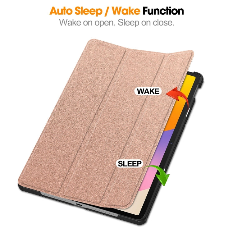 For Huawei Matepad SE 11 Custer Pure Color 3-Fold Holder Smart Leather Tablet Case