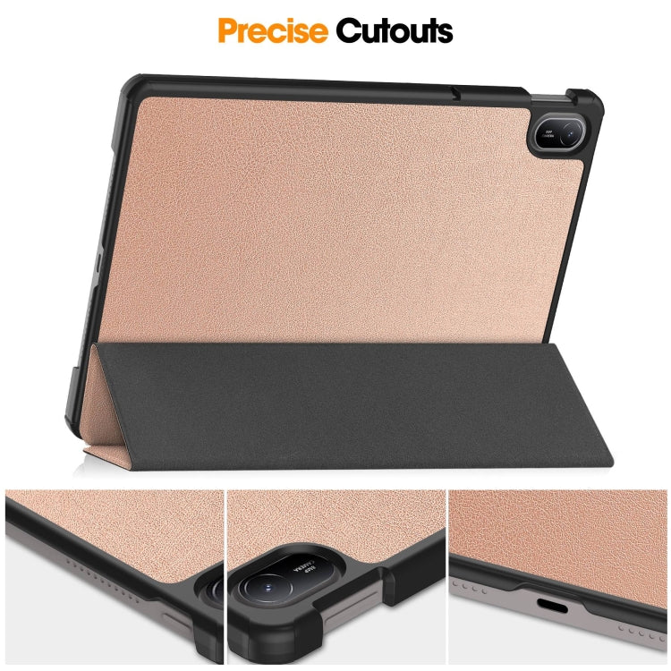 For Huawei Matepad SE 11 Custer Pure Color 3-Fold Holder Smart Leather Tablet Case