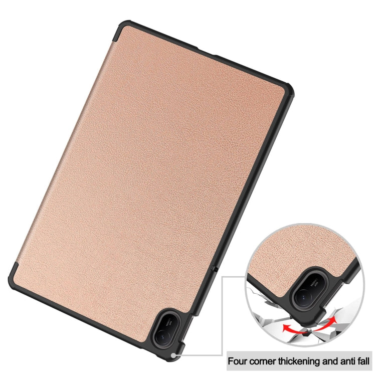 For Huawei Matepad SE 11 Custer Pure Color 3-Fold Holder Smart Leather Tablet Case