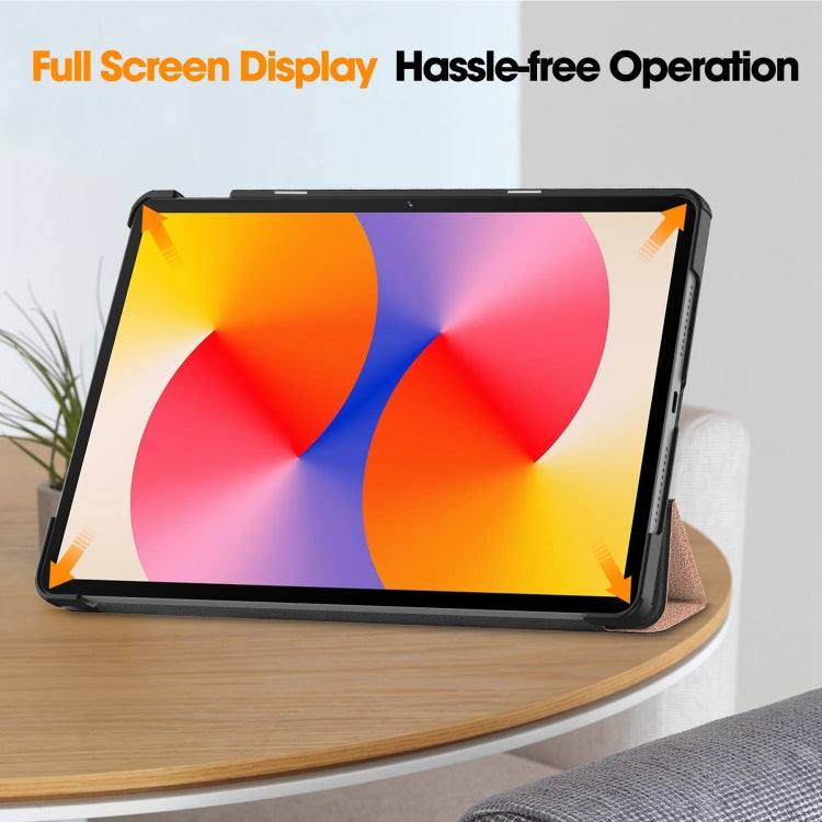 For Huawei Matepad SE 11 Custer Pure Color 3-Fold Holder Smart Leather Tablet Case