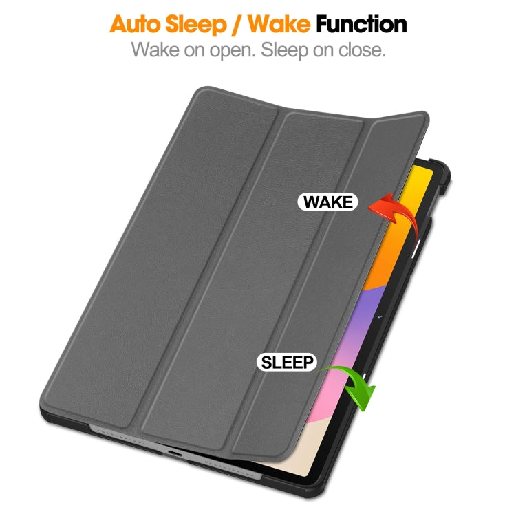For Huawei Matepad SE 11 Custer Pure Color 3-Fold Holder Smart Leather Tablet Case