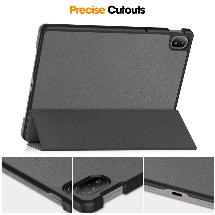 For Huawei Matepad SE 11 Custer Pure Color 3-Fold Holder Smart Leather Tablet Case