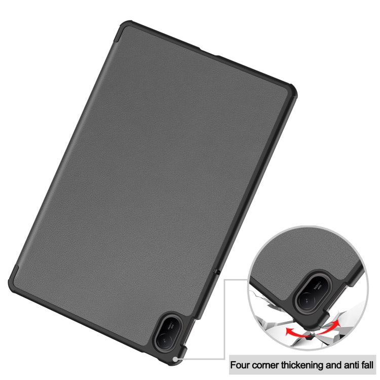 For Huawei Matepad SE 11 Custer Pure Color 3-Fold Holder Smart Leather Tablet Case