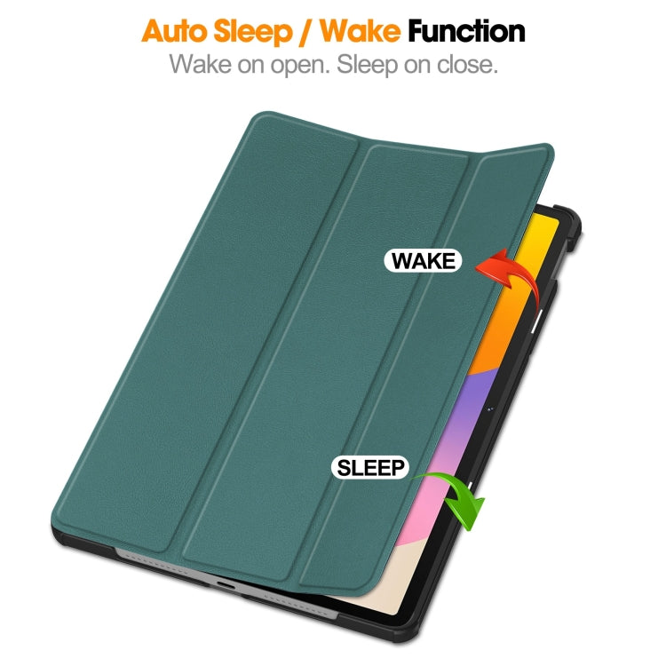 For Huawei Matepad SE 11 Custer Pure Color 3-Fold Holder Smart Leather Tablet Case