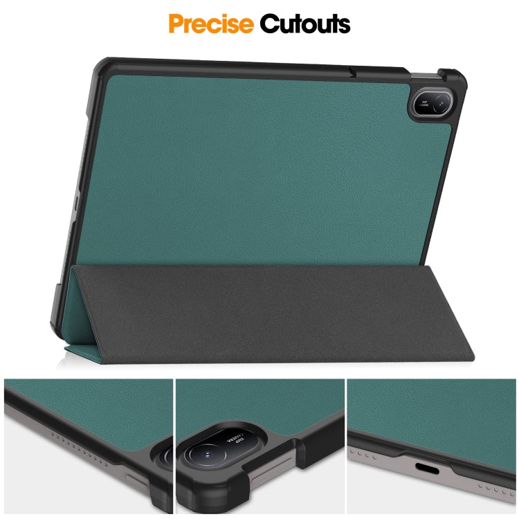 For Huawei Matepad SE 11 Custer Pure Color 3-Fold Holder Smart Leather Tablet Case