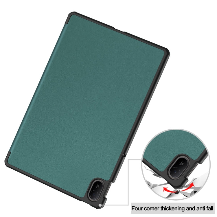 For Huawei Matepad SE 11 Custer Pure Color 3-Fold Holder Smart Leather Tablet Case