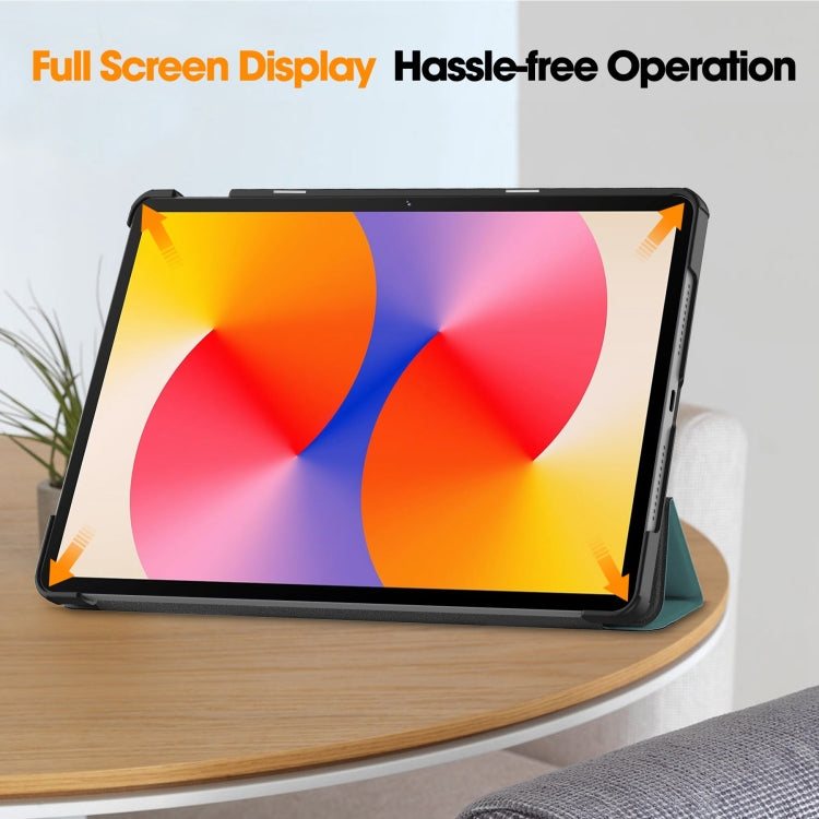 For Huawei Matepad SE 11 Custer Pure Color 3-Fold Holder Smart Leather Tablet Case