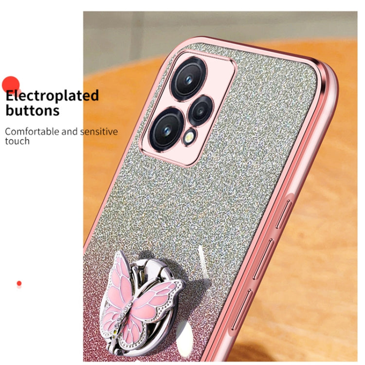 For Realme 9 Pro+ Plated Gradient Glitter Butterfly Holder TPU Phone Case