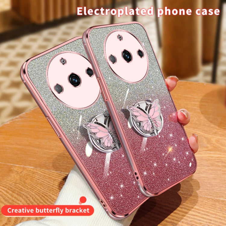 For Realme 11 Plated Gradient Glitter Butterfly Holder TPU Phone Case