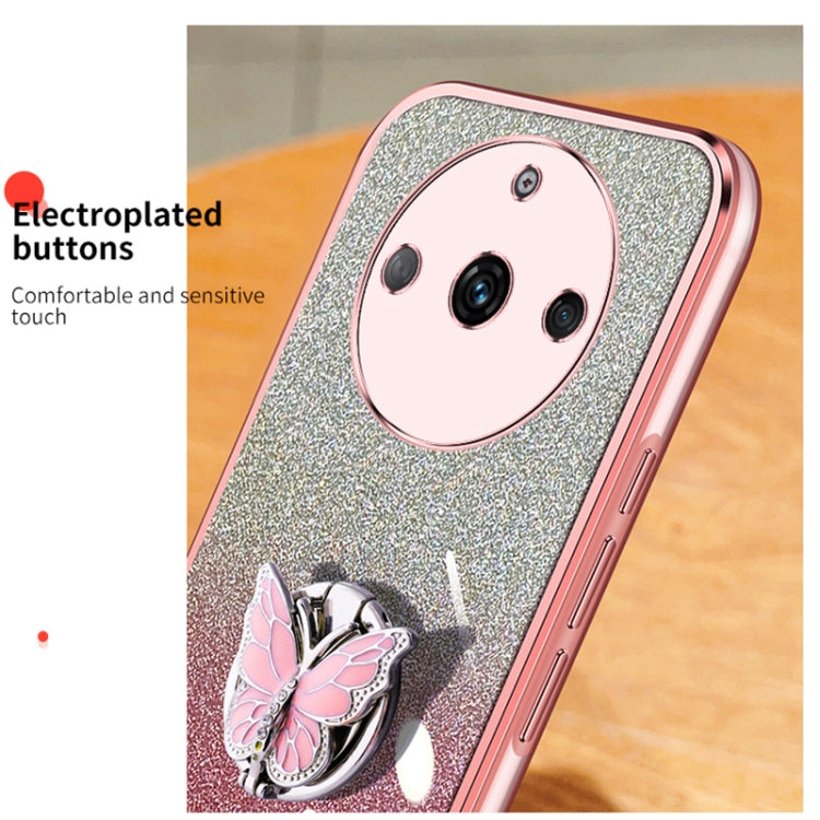 For Realme 11 Plated Gradient Glitter Butterfly Holder TPU Phone Case