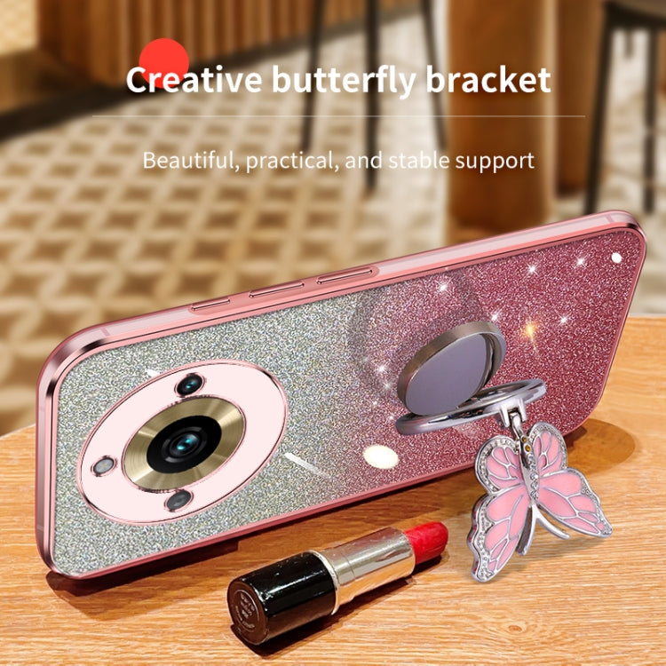 For Realme 11 Pro Plated Gradient Glitter Butterfly Holder TPU Phone Case