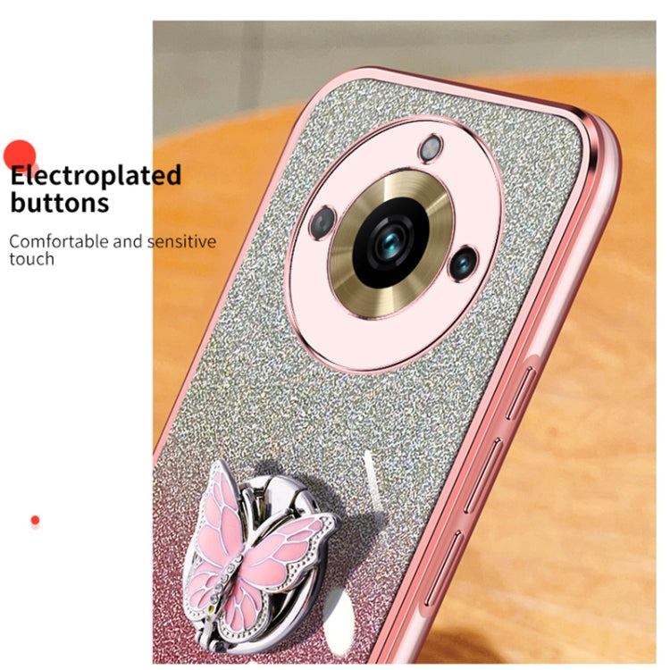 For Realme 11 Pro Plated Gradient Glitter Butterfly Holder TPU Phone Case