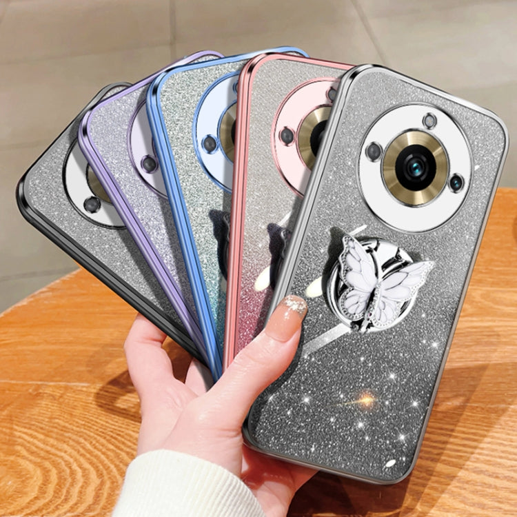 For Realme 11 Pro Plated Gradient Glitter Butterfly Holder TPU Phone Case