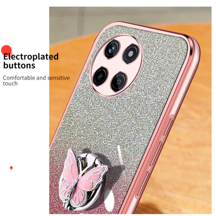 For Realme 11 4G Plated Gradient Glitter Butterfly Holder TPU Phone Case