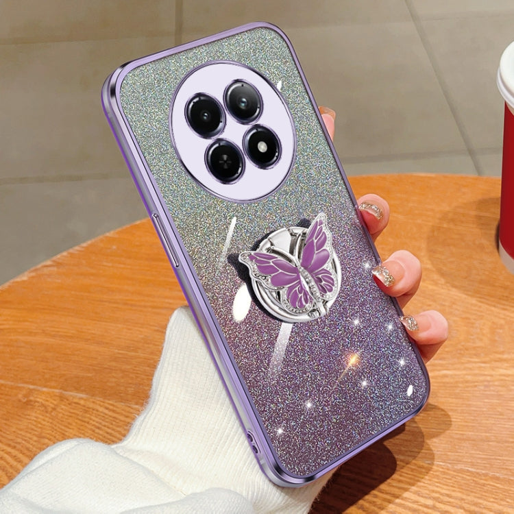 For Realme 12 5G Plated Gradient Glitter Butterfly Holder TPU Phone Case